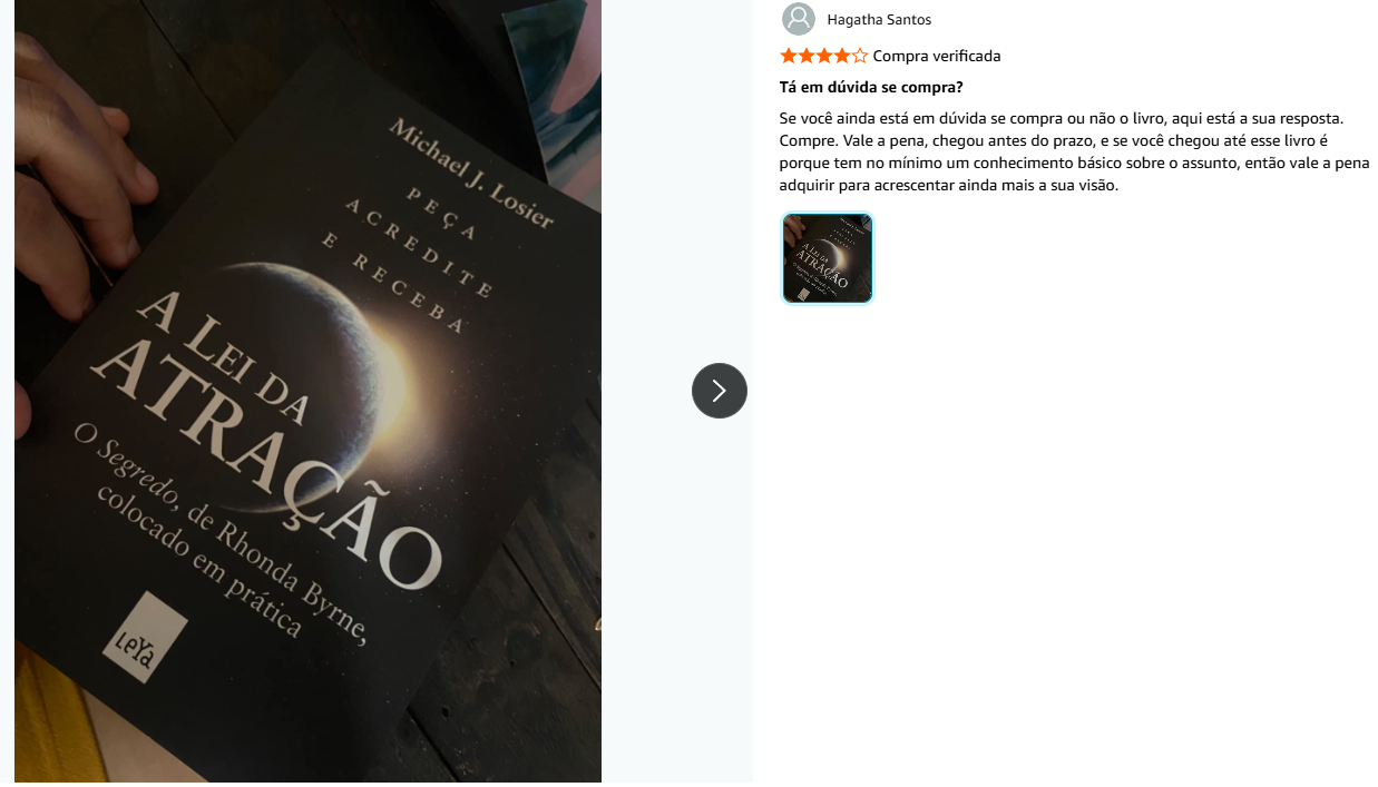 Foto do livro enviada por Hagatha Santos em avaliação na Amazon
